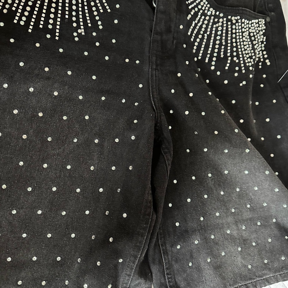 Women's Black Studded Jean Shorts